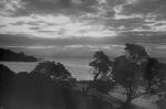 Long shot of a beach at sunset. Landscape View of the Beach, Circa 1955