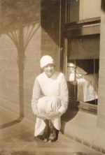Nurse Photographed on Window Sill, Circa 1925 Nurse Photographed on Window Sill, Circa 1925