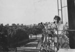 Nurse Sitting on Ornate Balcony, Circa 1915 Nurse Sitting on Ornate Balcony, Circa 1915