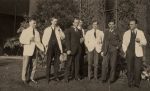 Long shot of Doctors on the lawn Doctors in Front of Hospital, Circa 1922