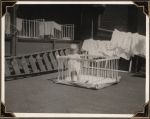Infant outside in playpen, Circa 1943 Infant outside in playpen, Circa 1943