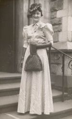 A long shot posed portrait of women dressed up on the steps of a church Dressed Up, 1928