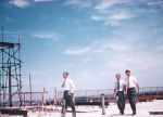 Dr Ian Hopkins and Prof Vernon Collins inspect the building works