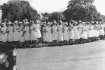 Staff await the arrival of Queen Elizabeth II