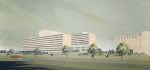 Watercolour depiction of the new hospital